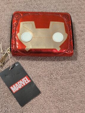 Marvel Disney Metallic Red and Gold Iron Man Zip Wallet
